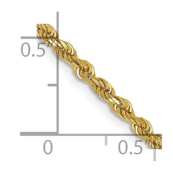 2.5mm 14k Yellow Gold Solid Diamond Cut Rope Chain Necklace, 24 Inch - Picture 5 of 7